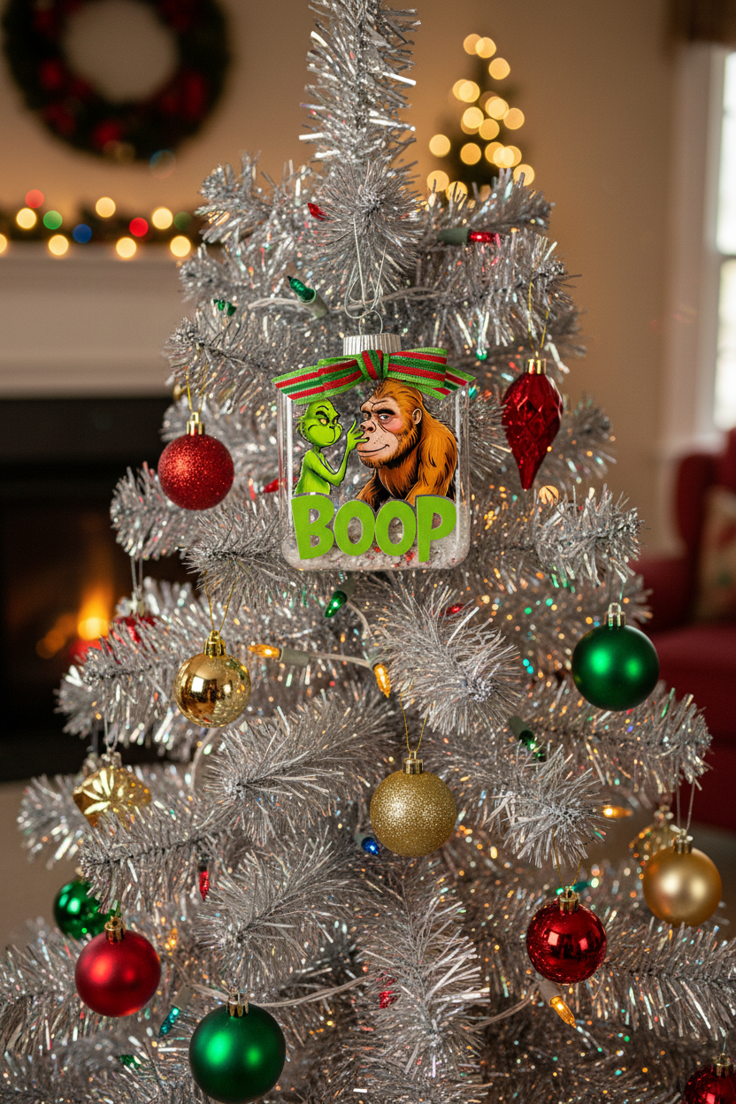 AGSD Christmas Decor - Novelty Acrylic BOOP Bigfoot Shaker Ornament