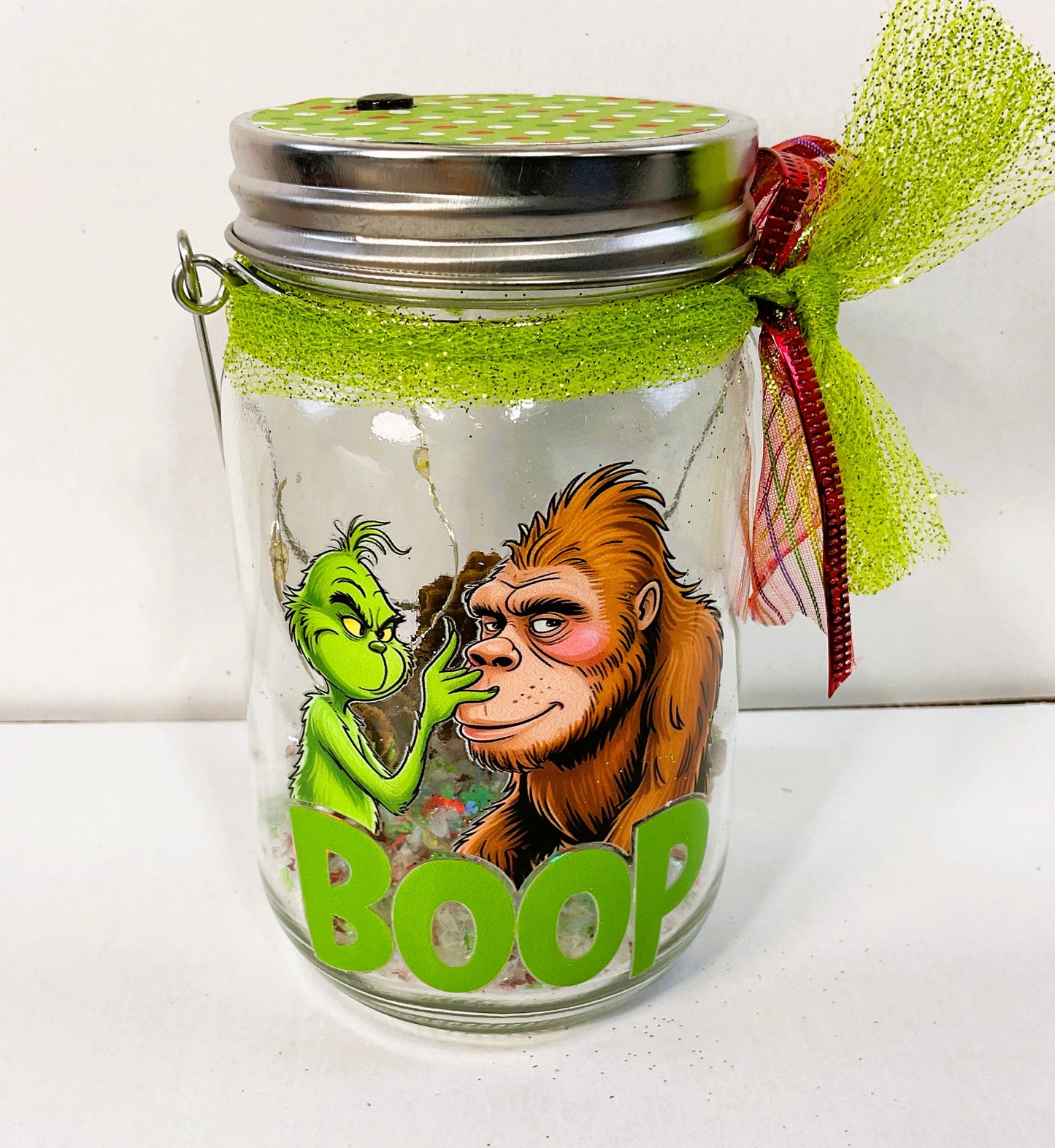 AGSD Christmas Decor - Bigfoot Boop Lighted Mason Jar – Novelty Handcrafted