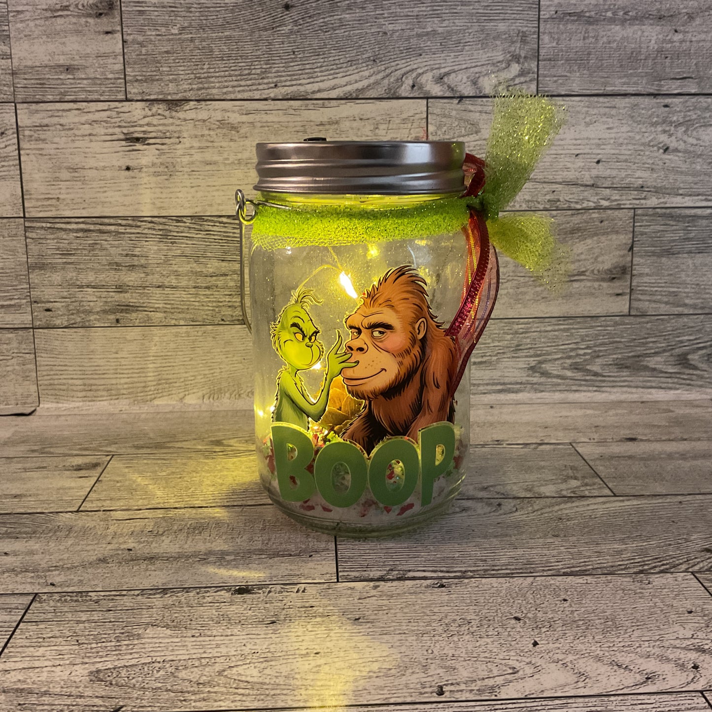 AGSD Christmas Decor - Bigfoot Boop Lighted Mason Jar – Novelty Handcrafted