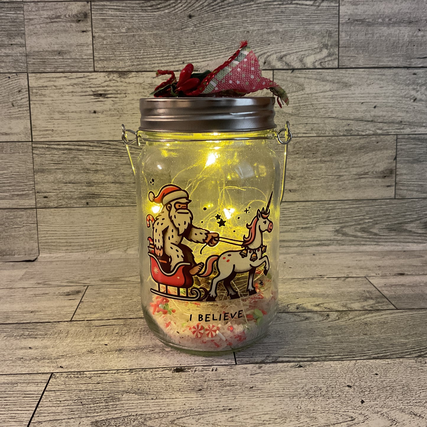 AGSD Christmas Decor - Santa Bigfoot Lighted Mason Jar – Novelty