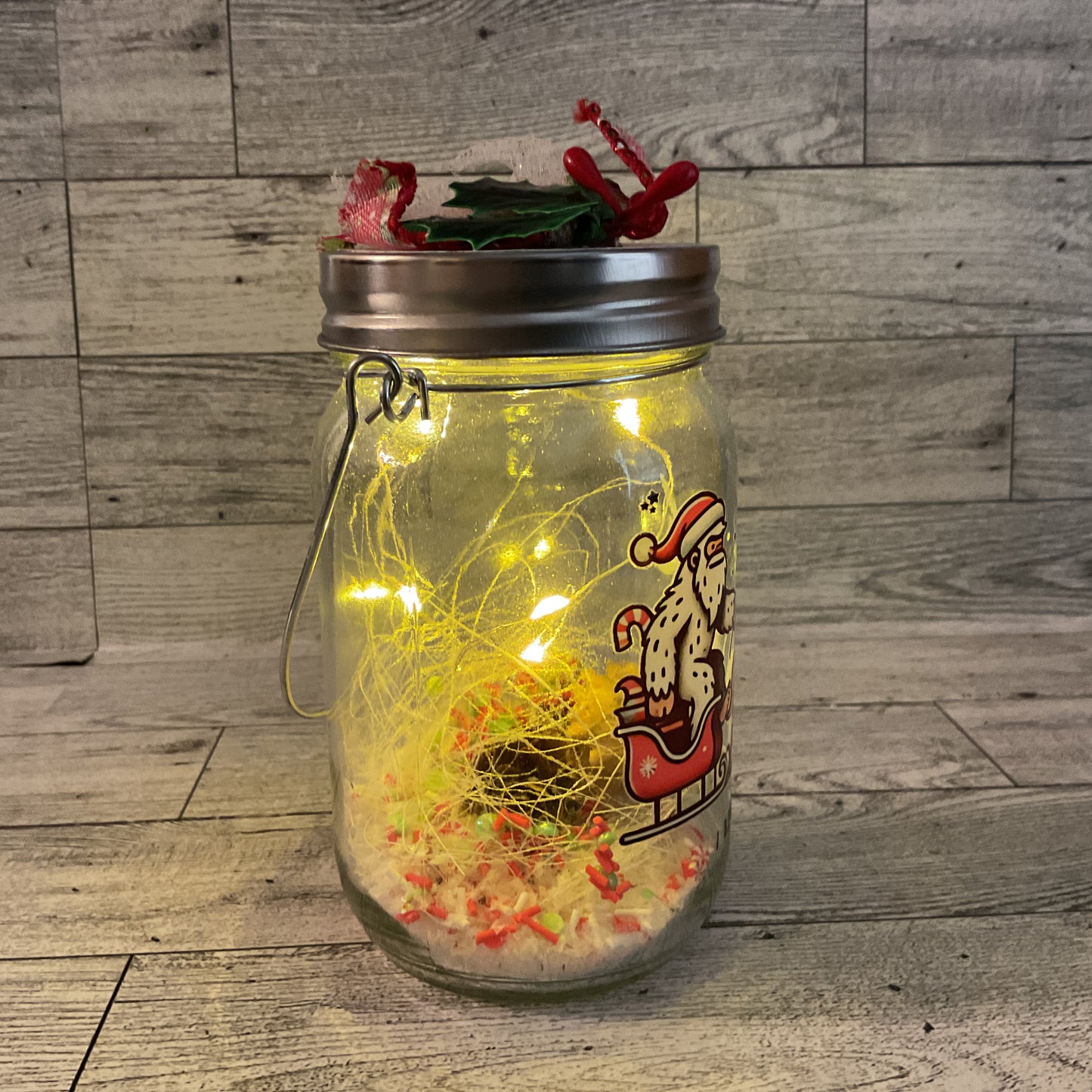 AGSD Christmas Decor - Santa Bigfoot Lighted Mason Jar – Novelty