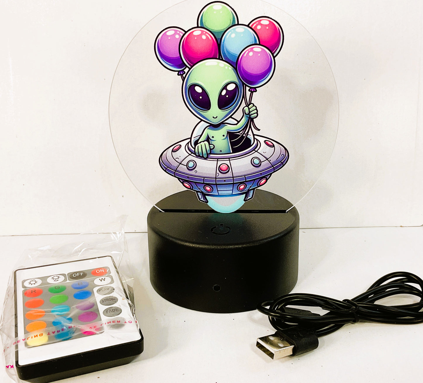 AGSD Home Decor Alien Color-Changing LED Acrylic Sign with Remote & USB