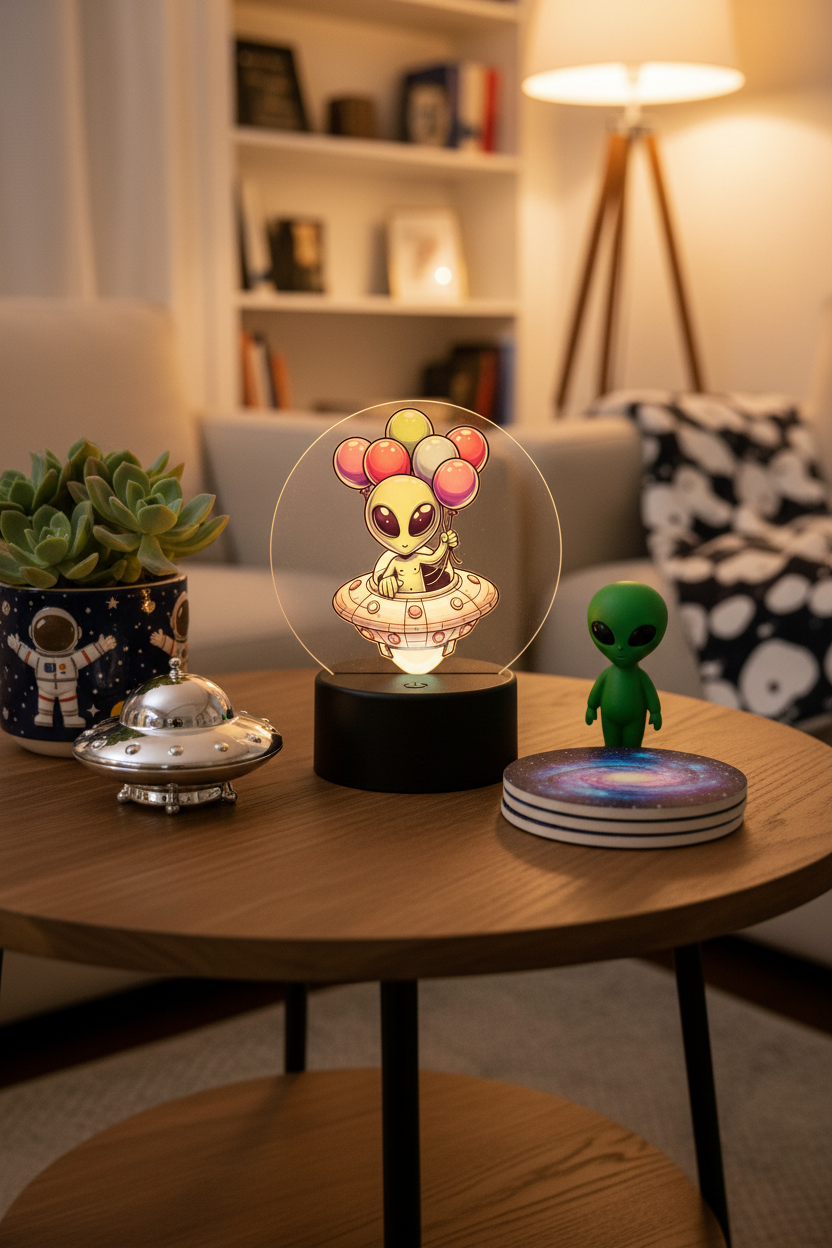 AGSD Home Decor Alien Color-Changing LED Acrylic Sign with Remote & USB