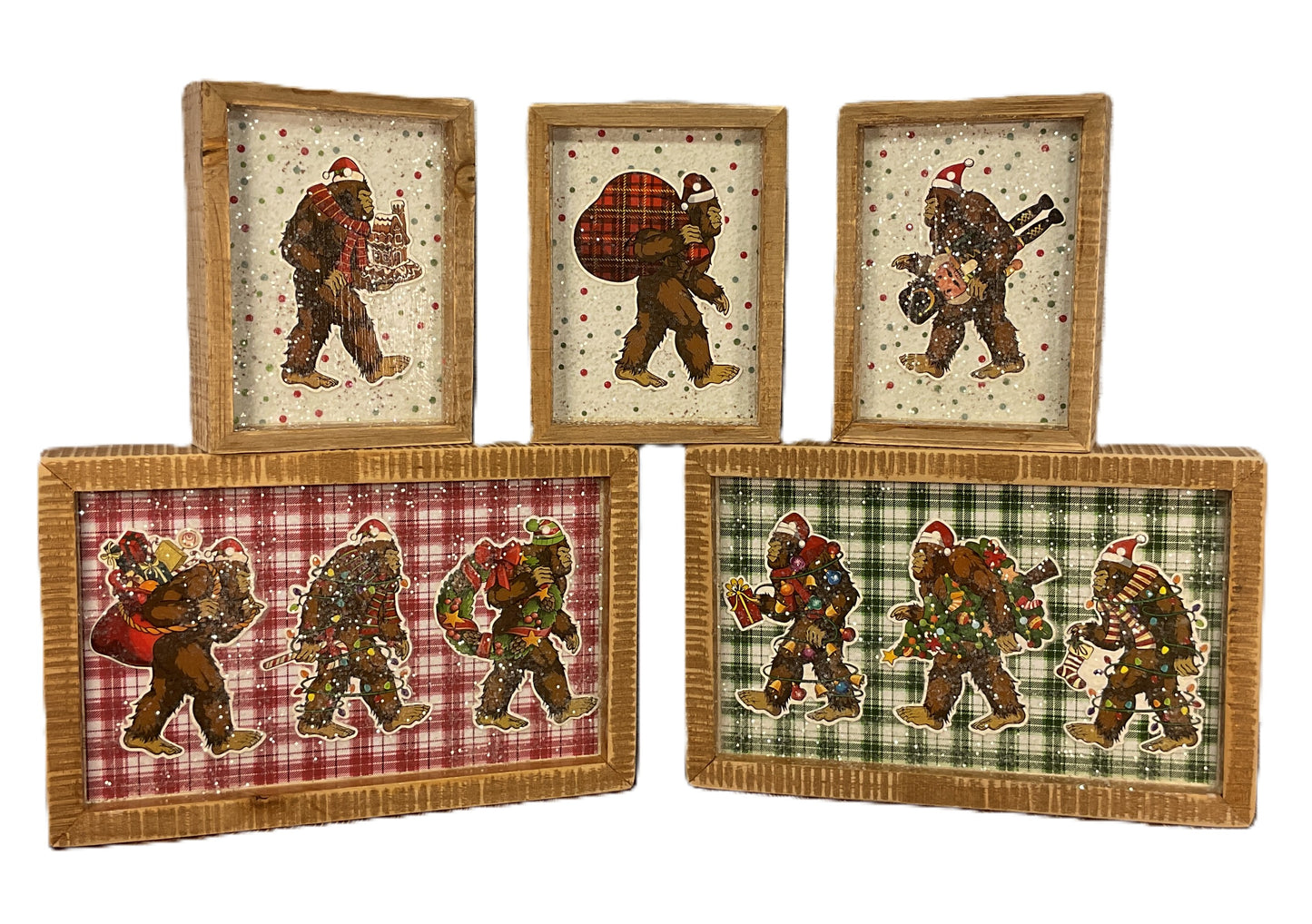 AGSD Christmas Decor -Bigfoot Box Signs Set of 5 | Handcrafted