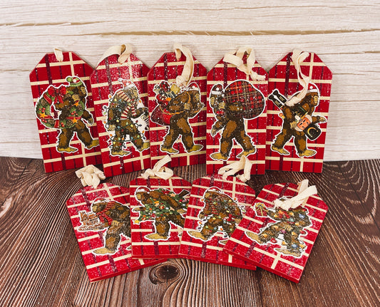 AGSD Christmas Decor - Snarky Bigfoot Santa Ornaments Set of 9 | Handcrafted