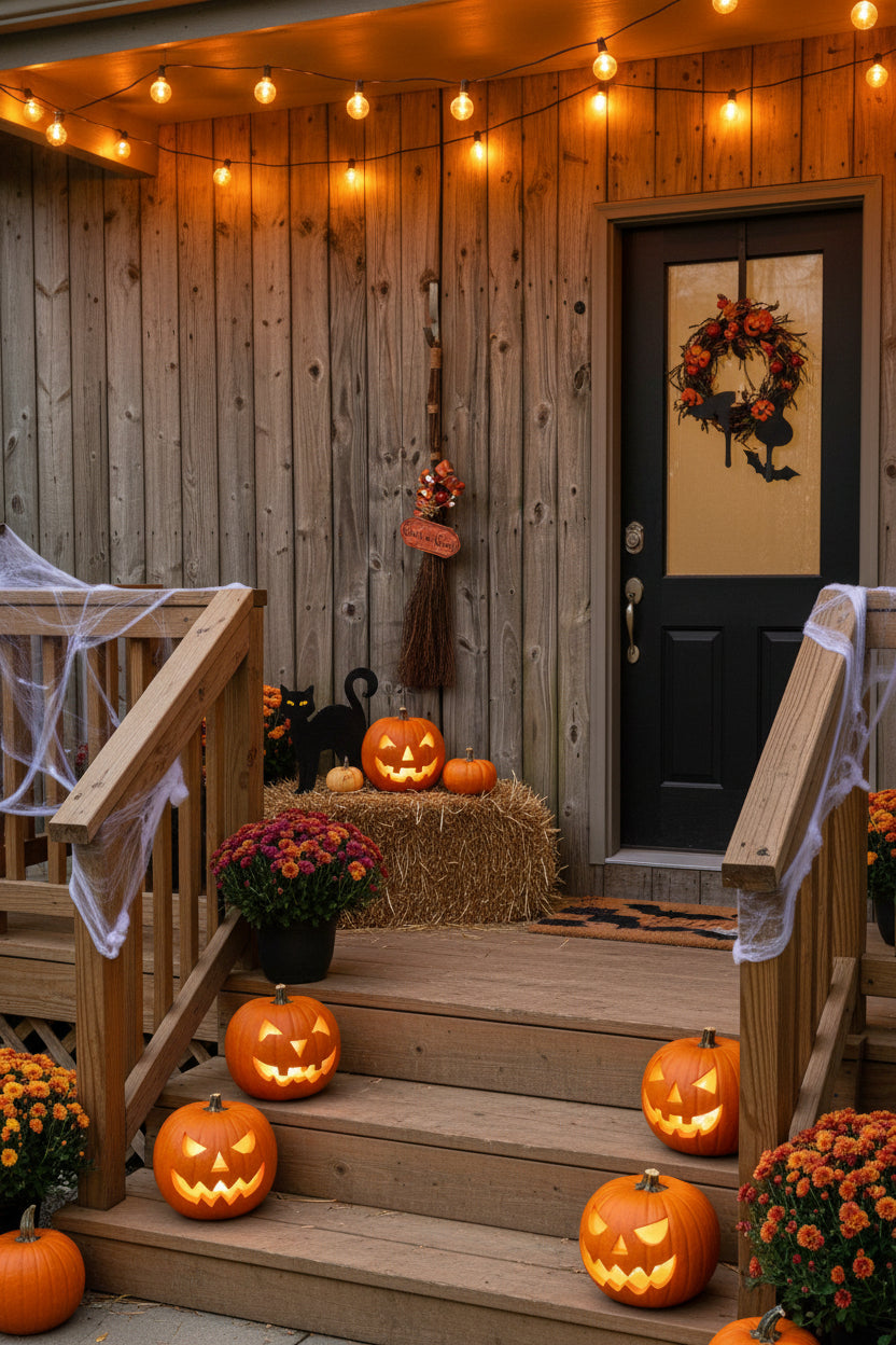 AGSD Halloween Decor - Trick Treat Witch Broom Floral Display 3ft
