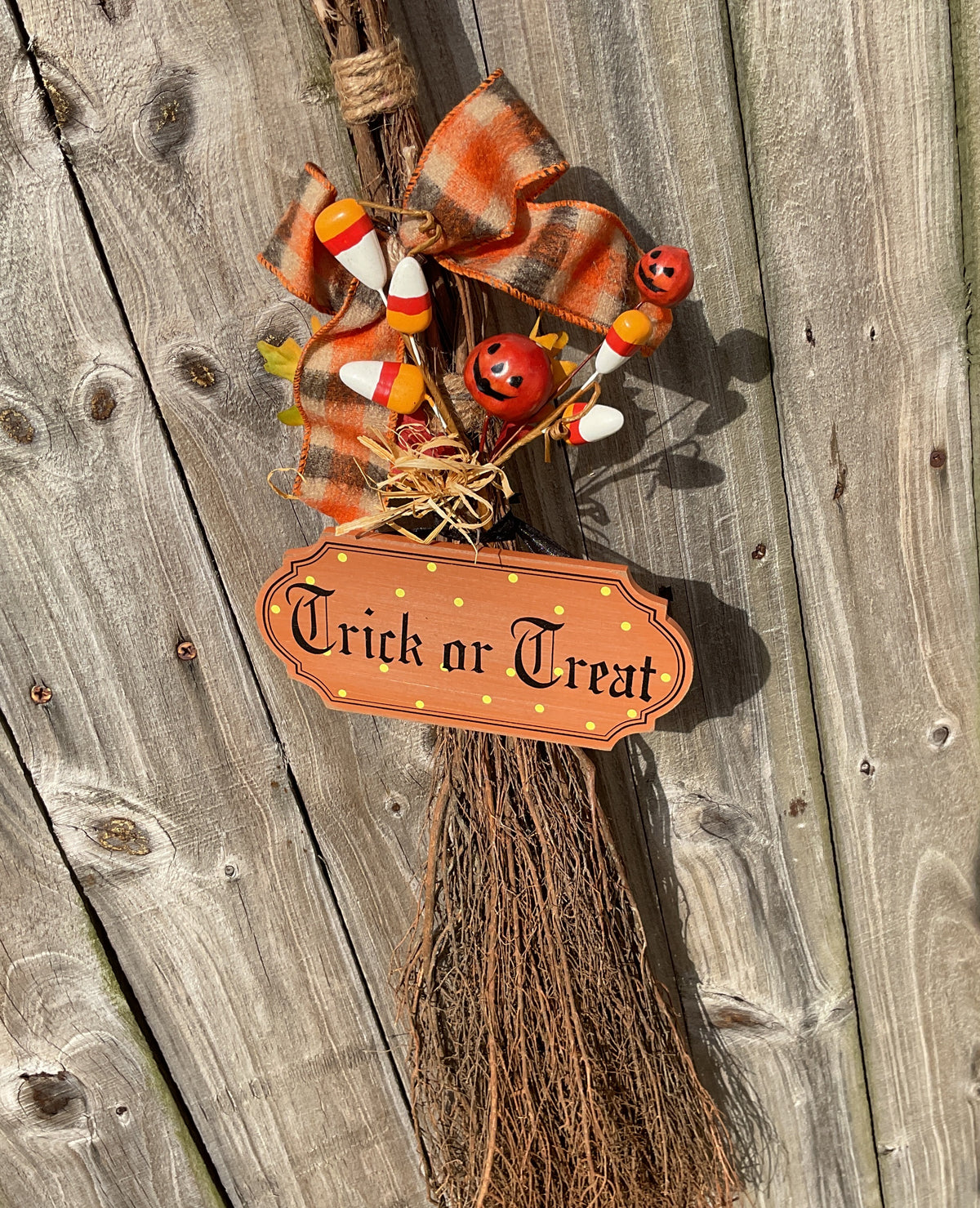 AGSD Halloween Decor - Trick Treat Witch Broom Floral Display 3ft