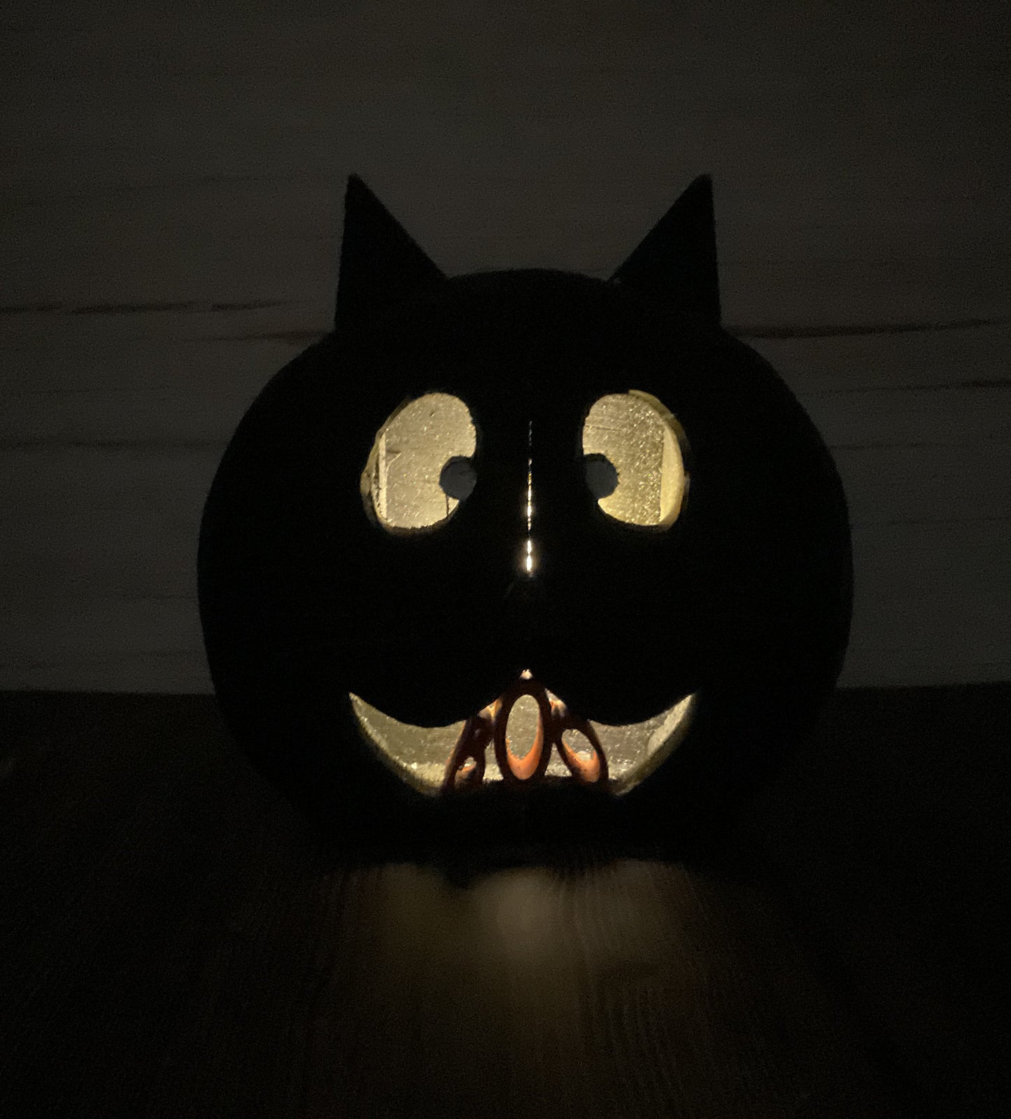 AGSD Halloween Decor - Chunky Wood Black Cat LED Lighted Sitter
