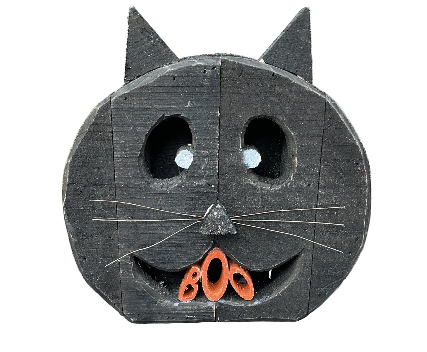AGSD Halloween Decor - Chunky Wood Black Cat LED Lighted Sitter