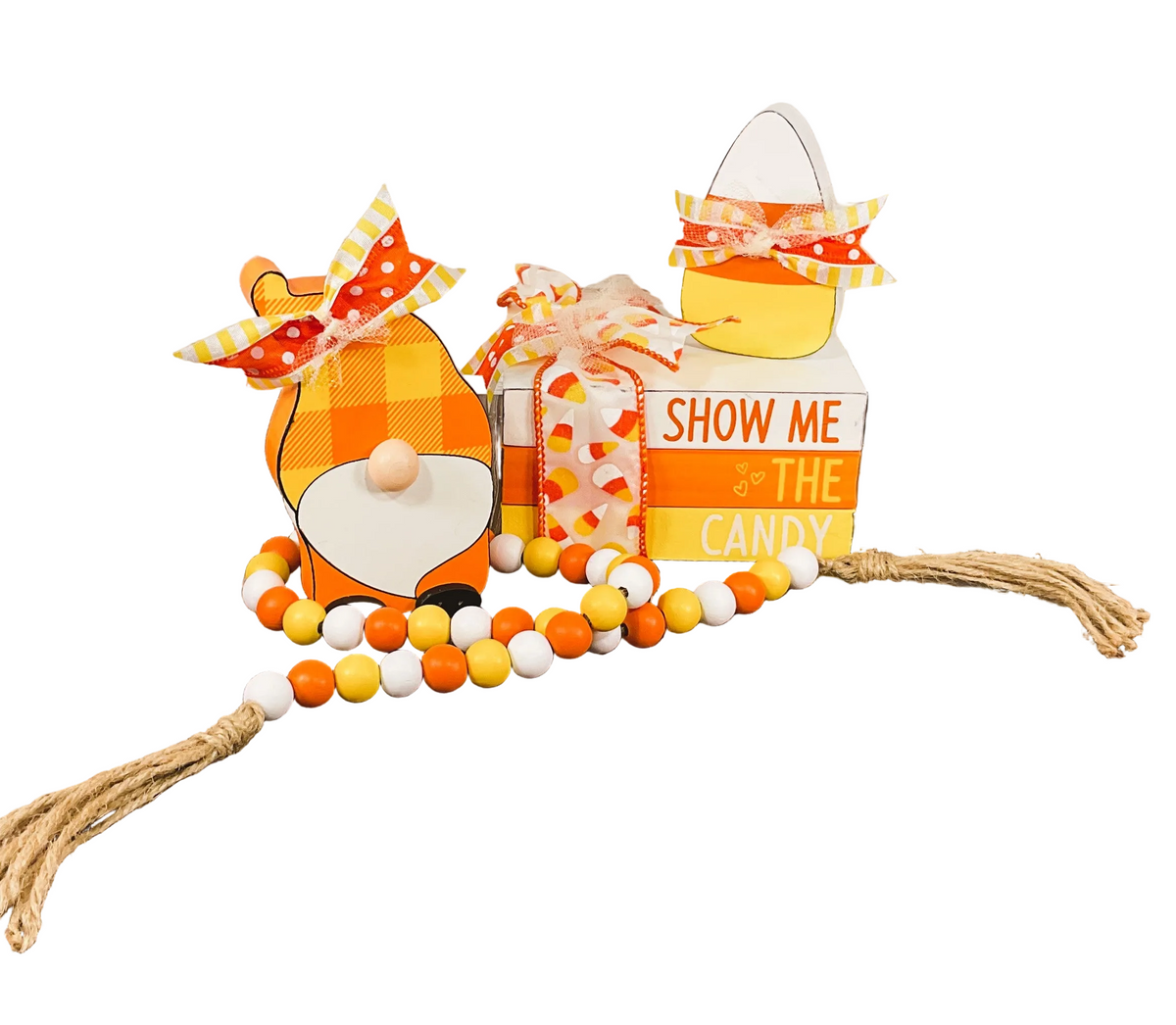 AGSD Halloween Decor - Show Me The Candy Corn Book Sitter Garland Set