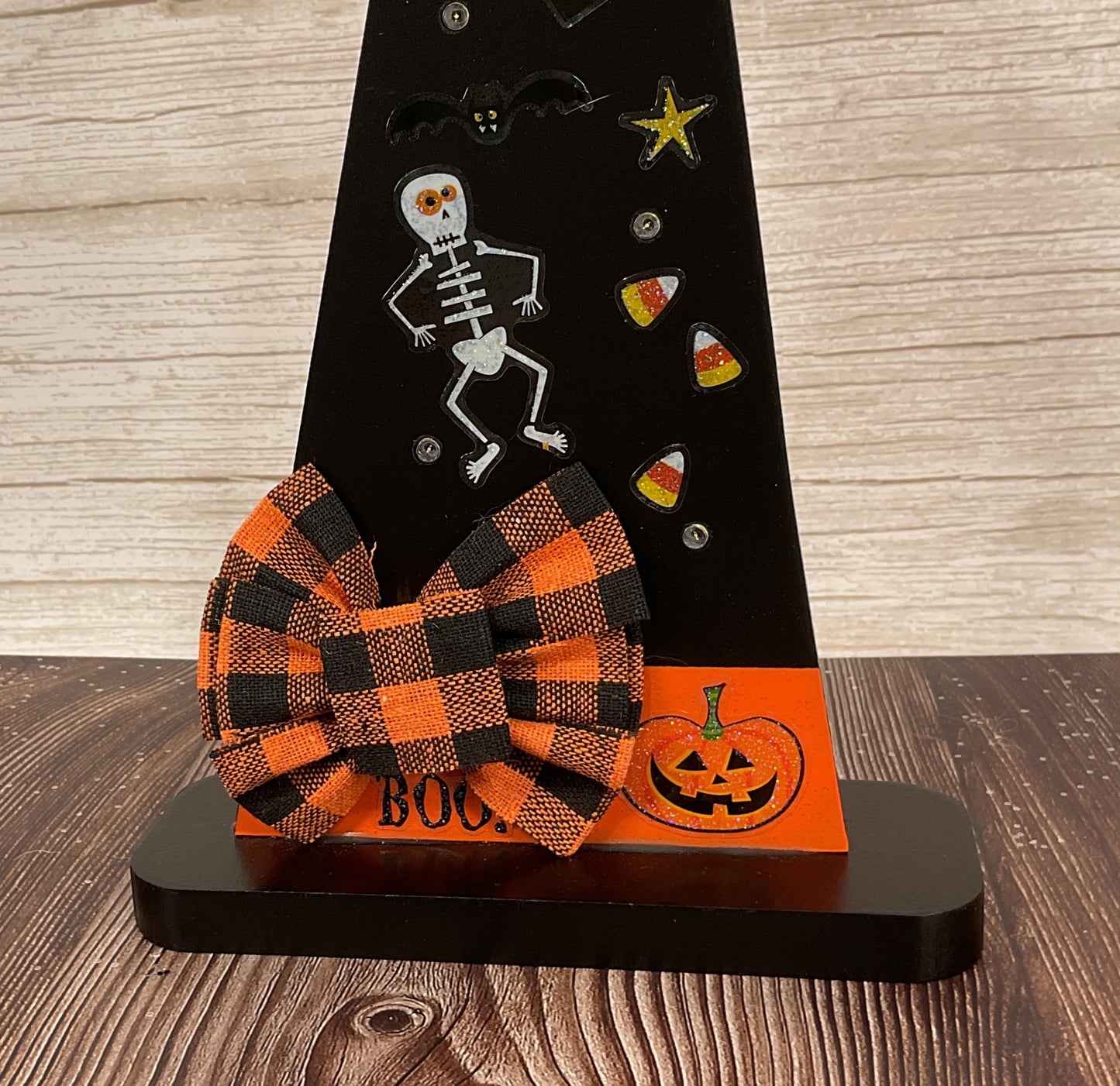 AGSD Halloween Decor - Lighted Chunky Wood Prim Witch Hat Sitter