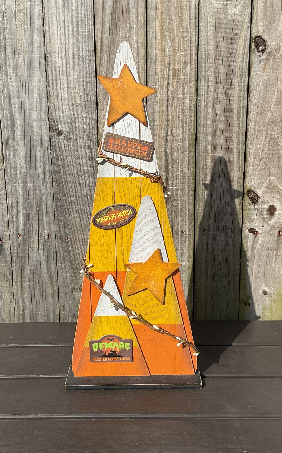 AGSD Halloween Decor - Prim Farmhouse Trio Candy Corn Large Stand 22-inch Tall