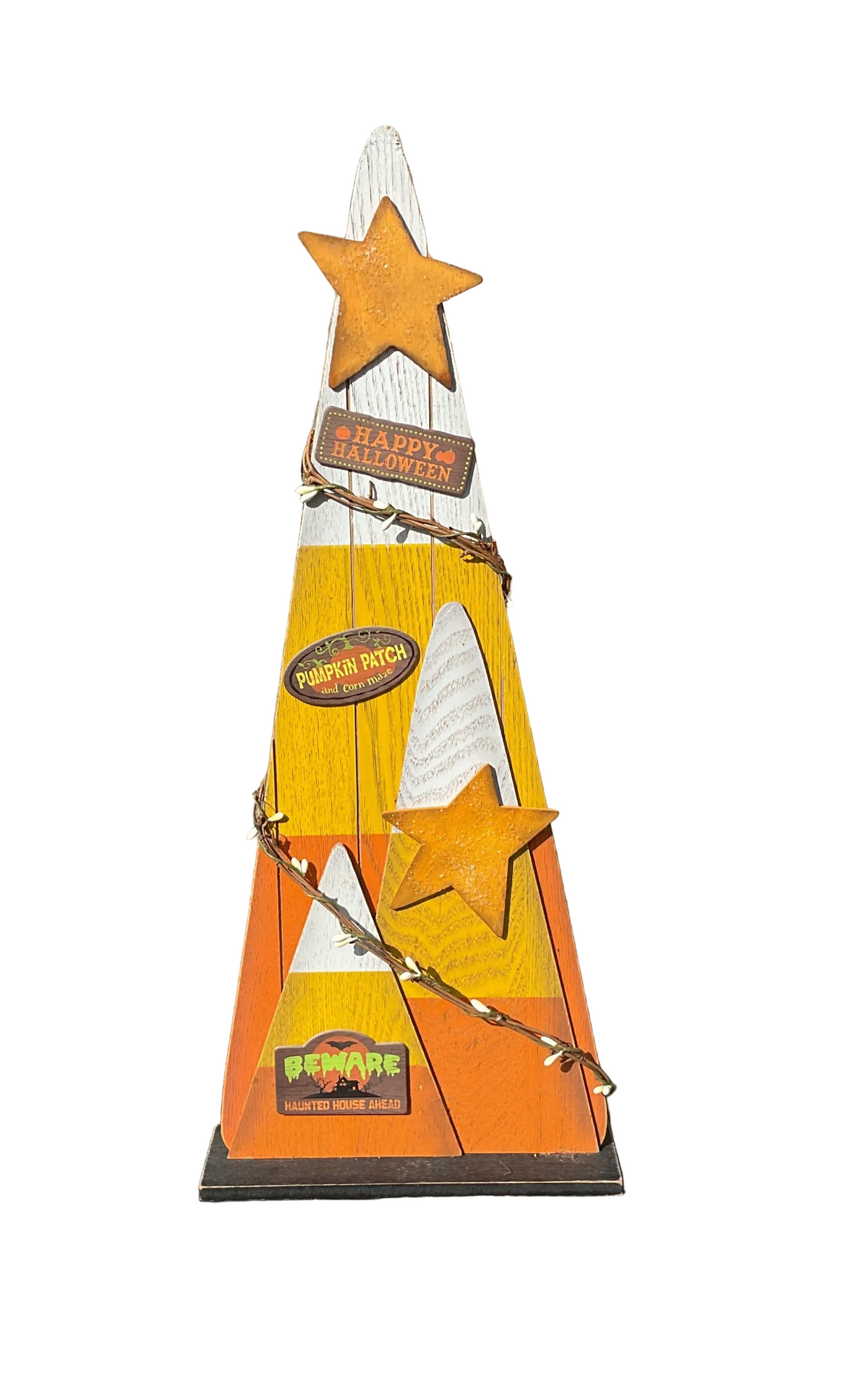 AGSD Halloween Decor - Prim Farmhouse Trio Candy Corn Large Stand 22-inch Tall