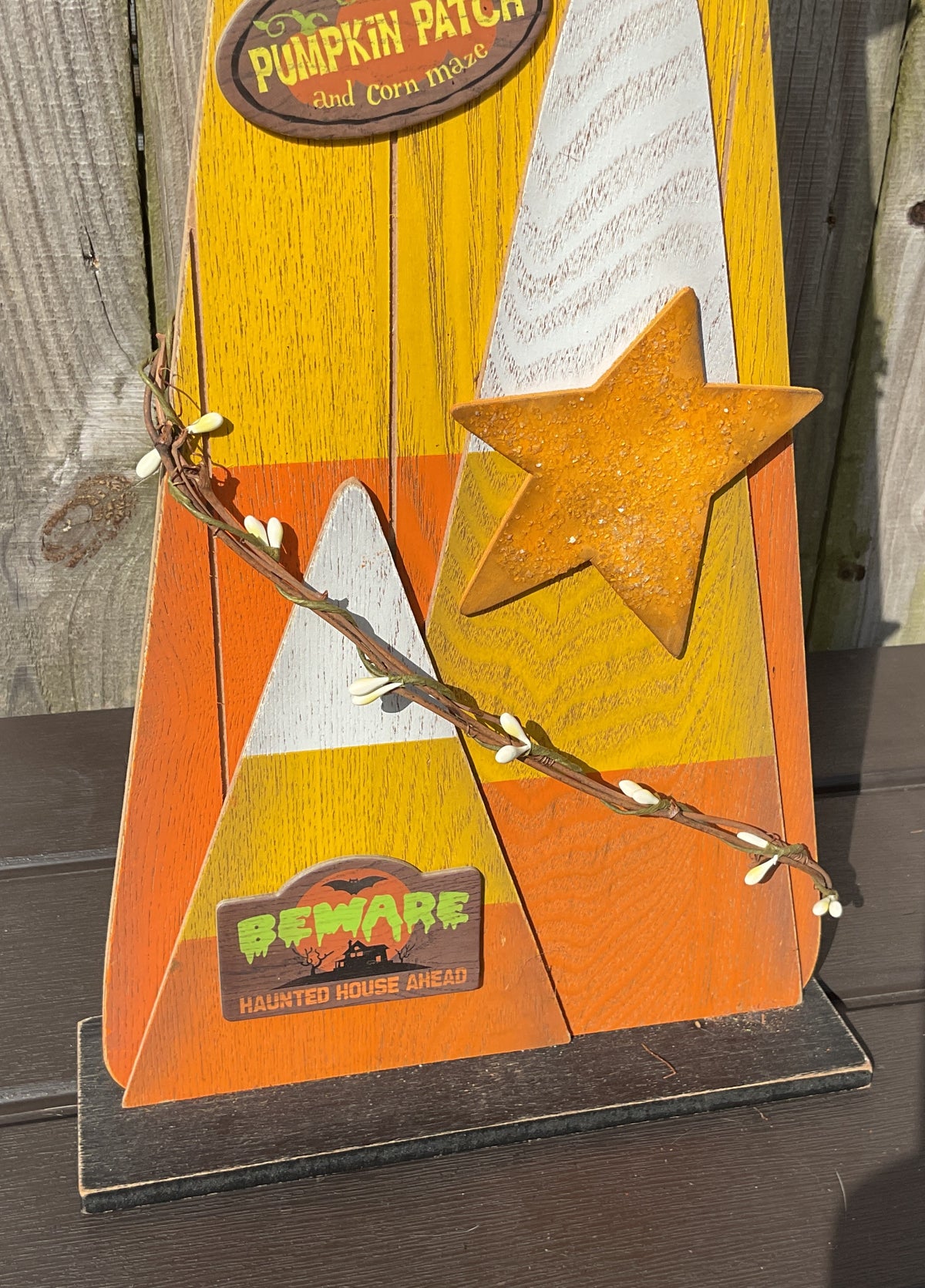 AGSD Halloween Decor - Prim Farmhouse Trio Candy Corn Large Stand 22-inch Tall