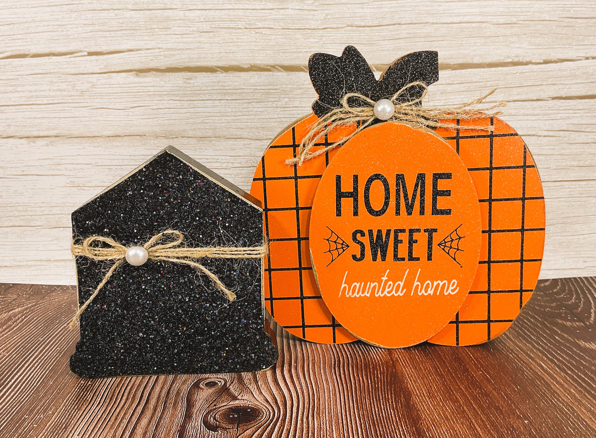 AGSD Halloween Decor - Home Sweet Pumpkin Home Box Sign 2pc Set