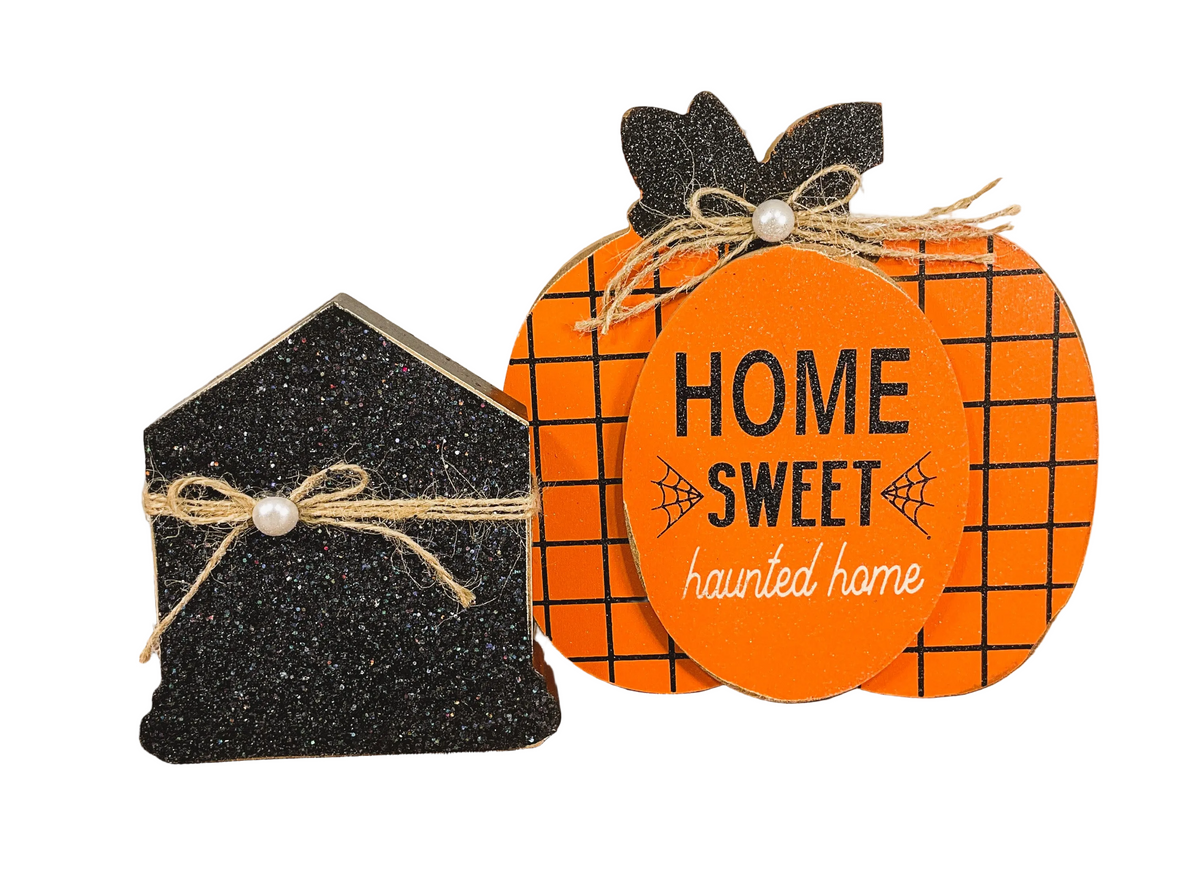 AGSD Halloween Decor - Home Sweet Pumpkin Home Box Sign 2pc Set