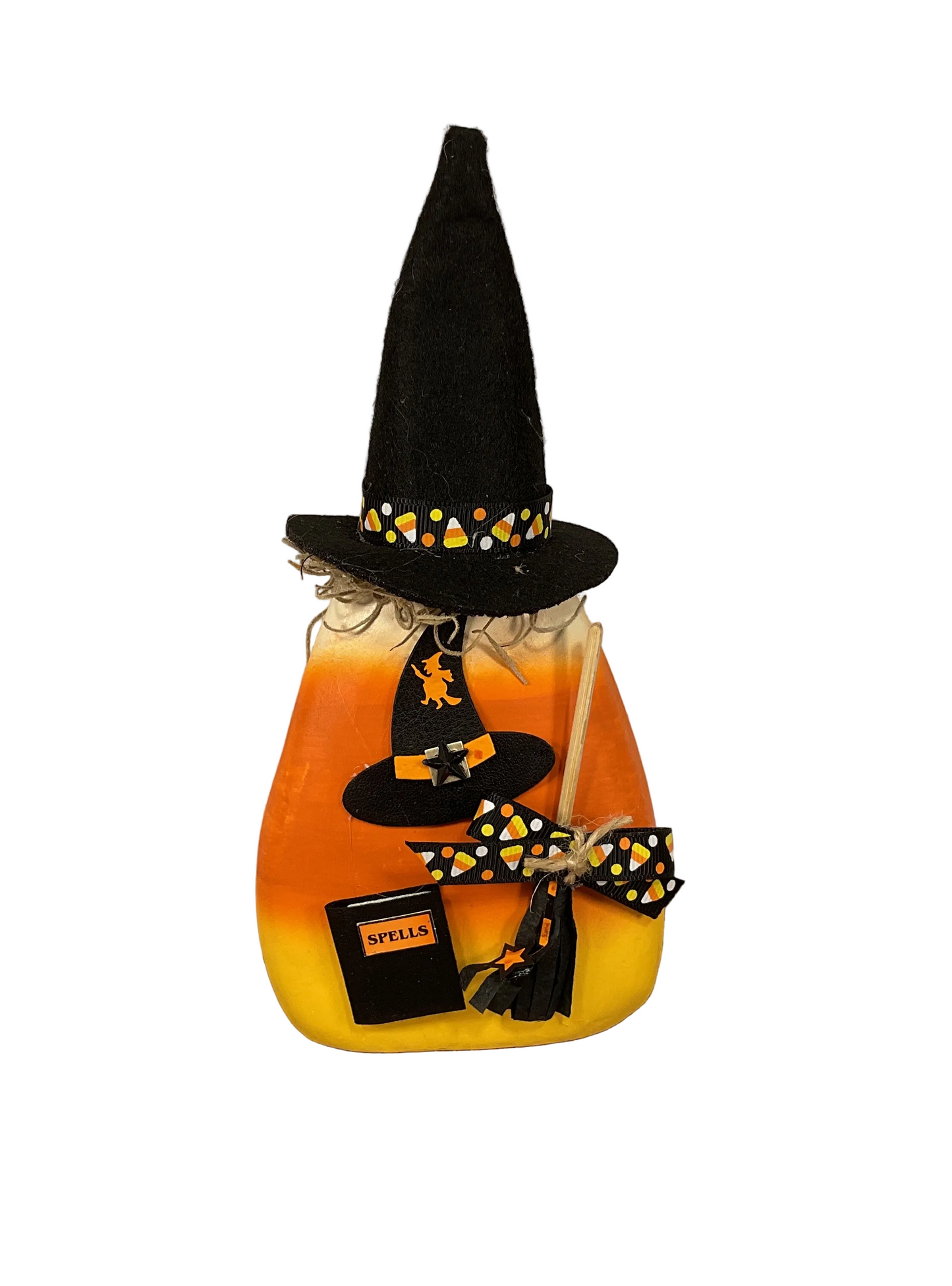 AGSD Halloween Decor - Witch Theme 3-D Paper Mache Candy Corn Sitter