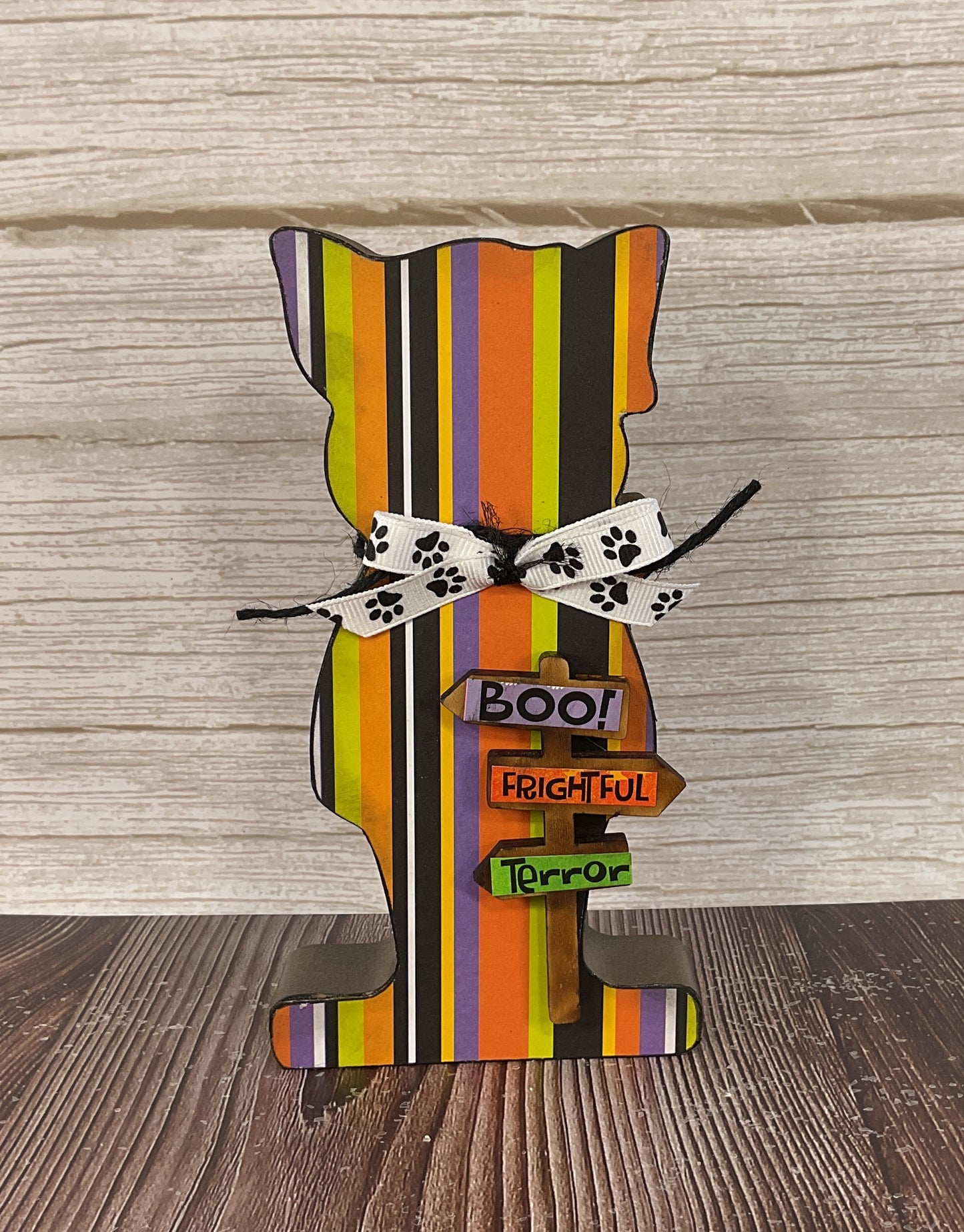 AGSD Halloween Decor - Cute Puppy Dog Silhouette Chunky Wood Sitter