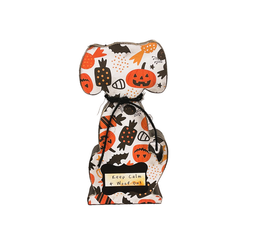 AGSD Halloween Decor - Keep Calm Dog Pumpkin Chunky Wood Sitter 1pc