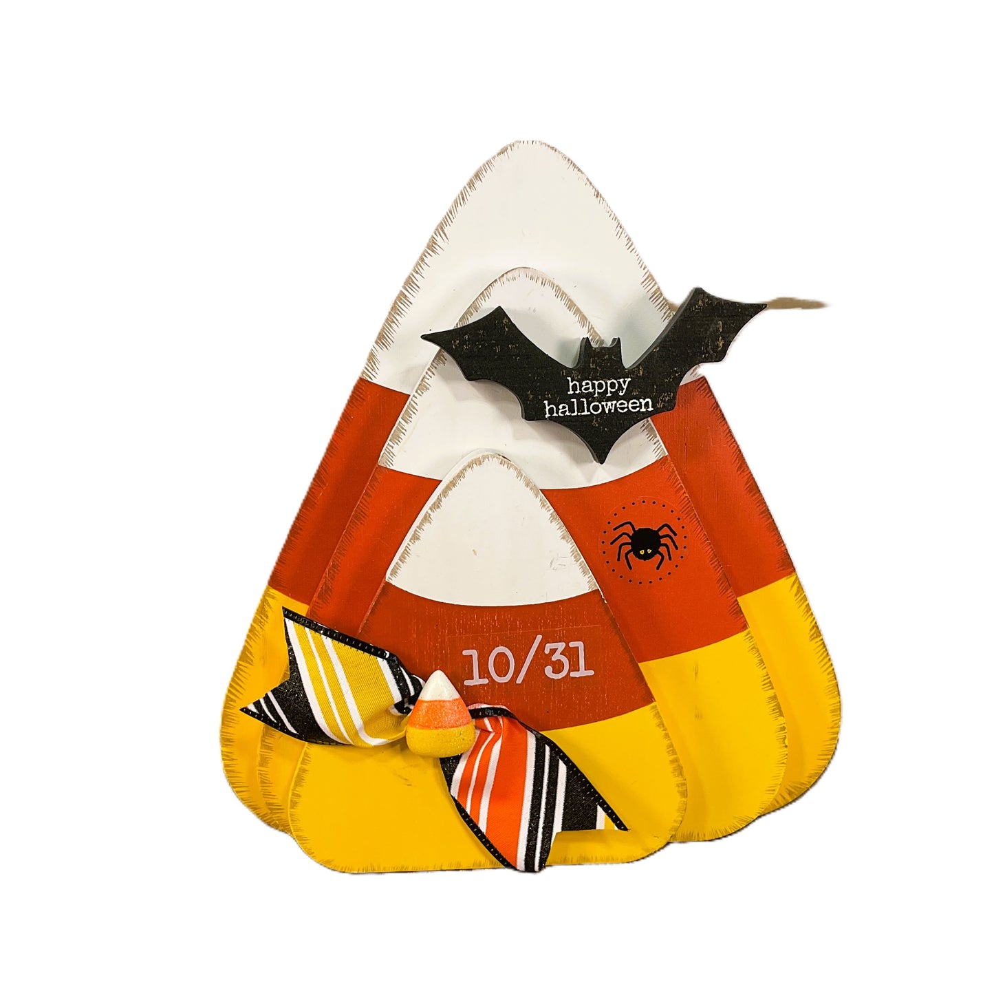 AGSD Halloween Decor - Stacking Trio Chunky Wood Candy Corn Sitter