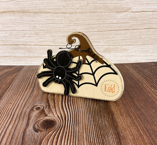 AGSD Halloween Decor - Prim Eek Spider Small Pumpkin Sitter