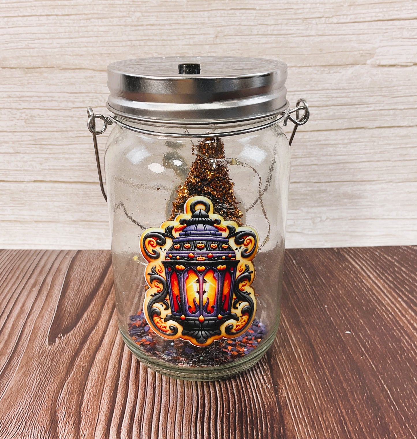 AGSD Halloween Decor - Witch Hat Gingerbread Cookie Theme Lighted Mason Jar