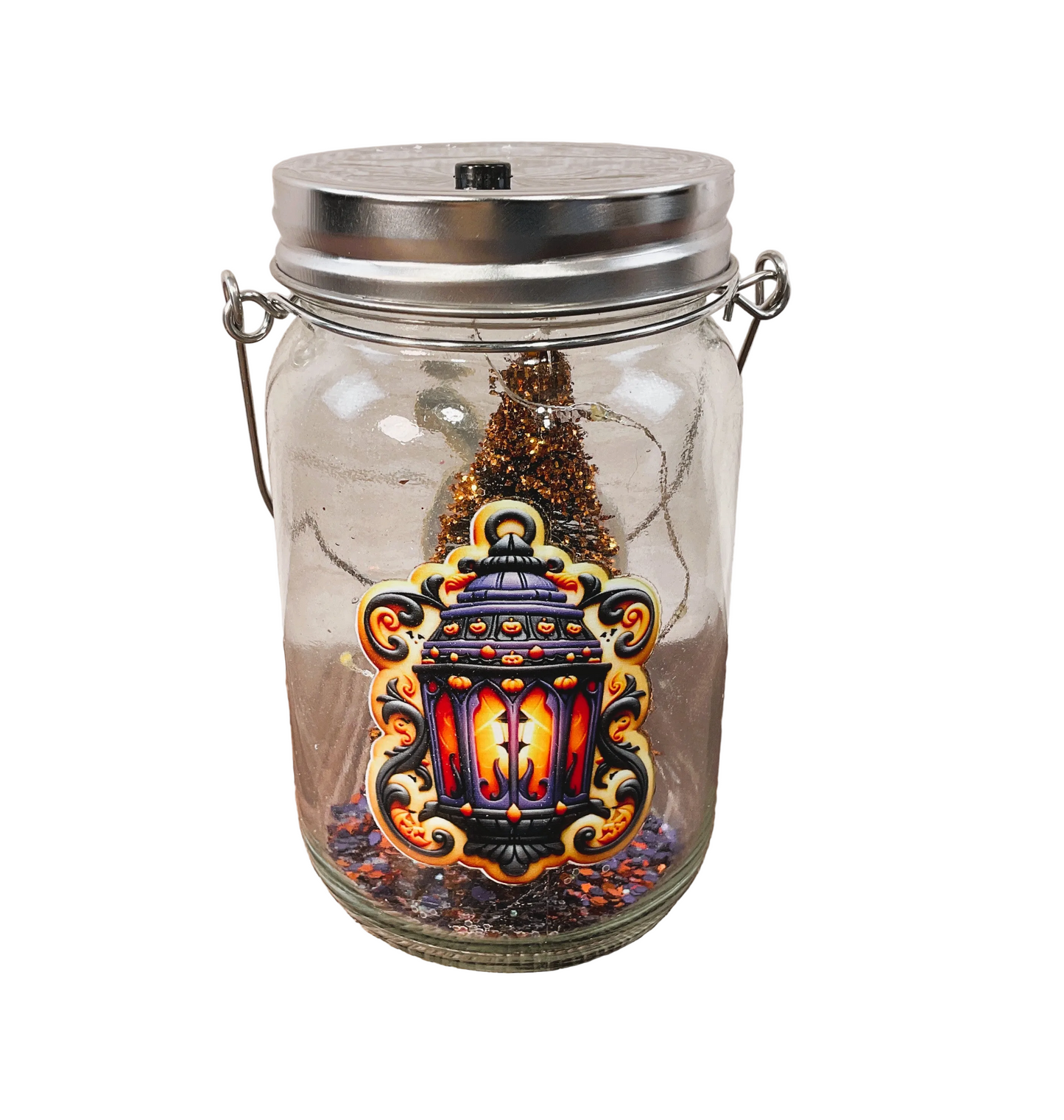 AGSD Halloween Decor - Witch Hat Gingerbread Cookie Theme Lighted Mason Jar