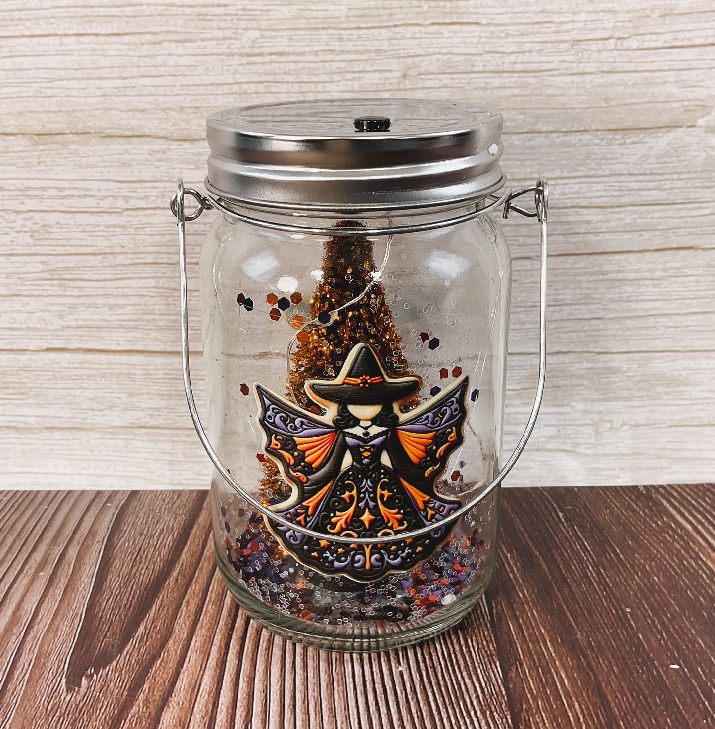 AGSD Halloween Decor - Witch Gingerbread Cookie Theme Lighted Mason Jar