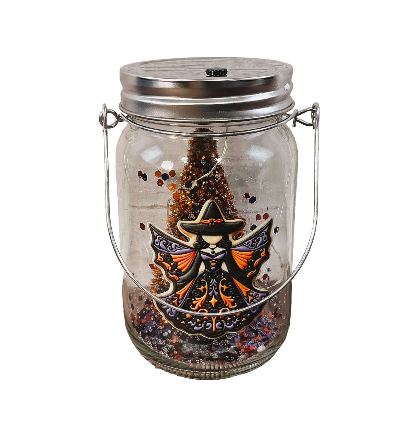 AGSD Halloween Decor - Witch Gingerbread Cookie Theme Lighted Mason Jar