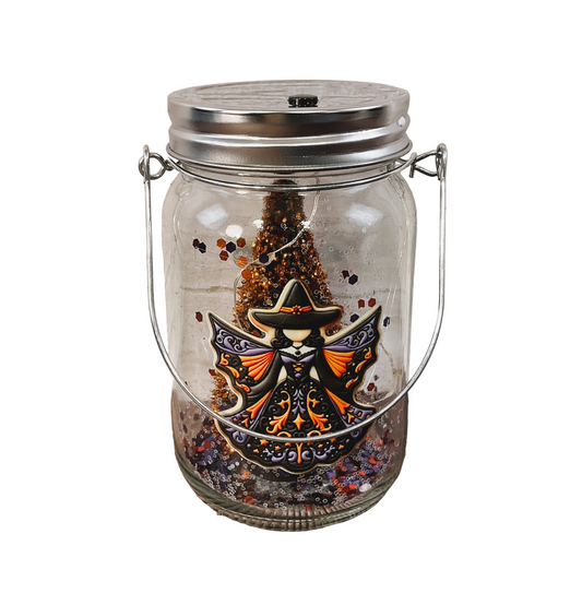 AGSD Halloween Decor - Witch Gingerbread Cookie Theme Lighted Mason Jar
