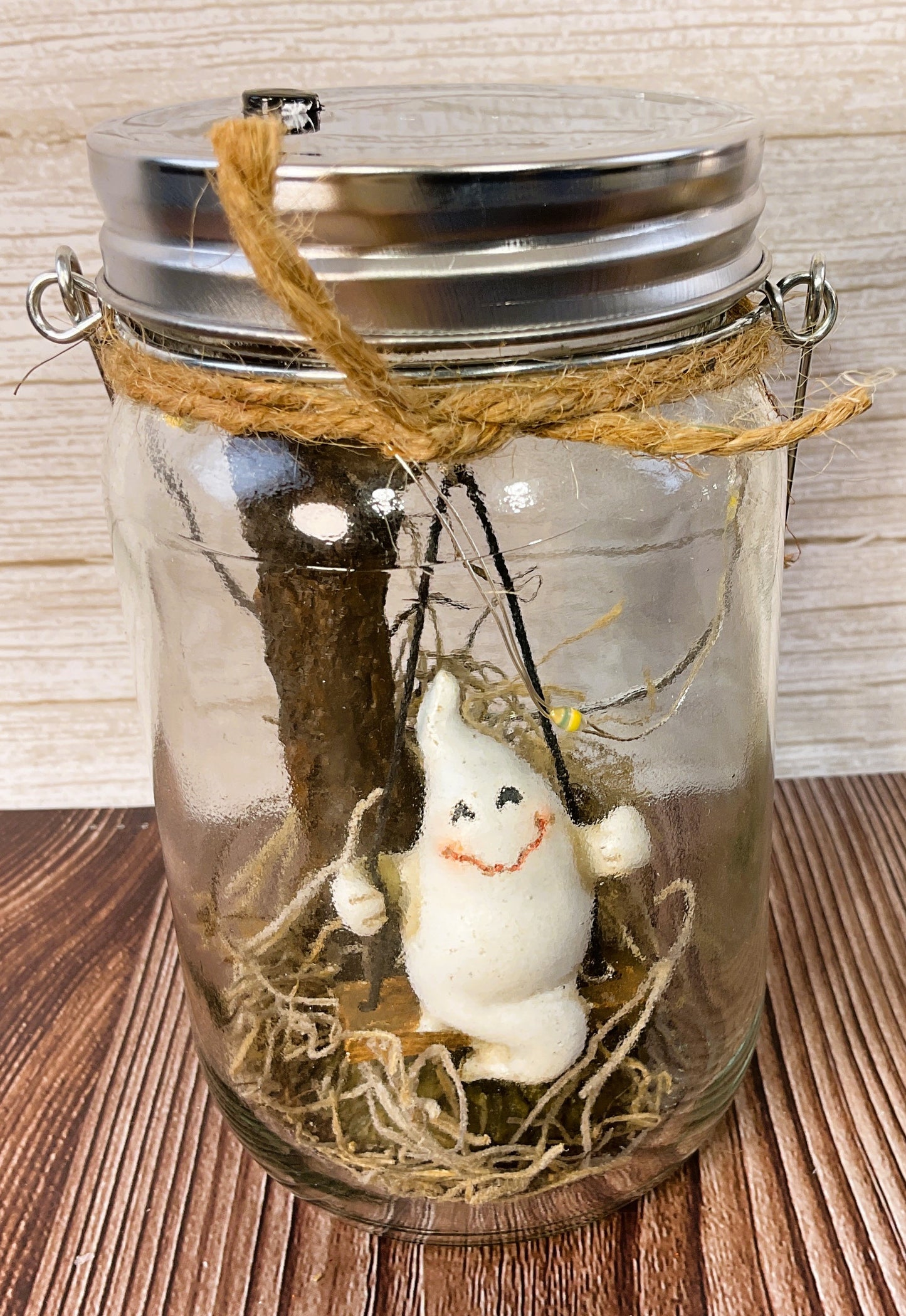 AGSD Halloween Decor - Vampire & Ghost Monster Lighted Mason Jar 2pc Set
