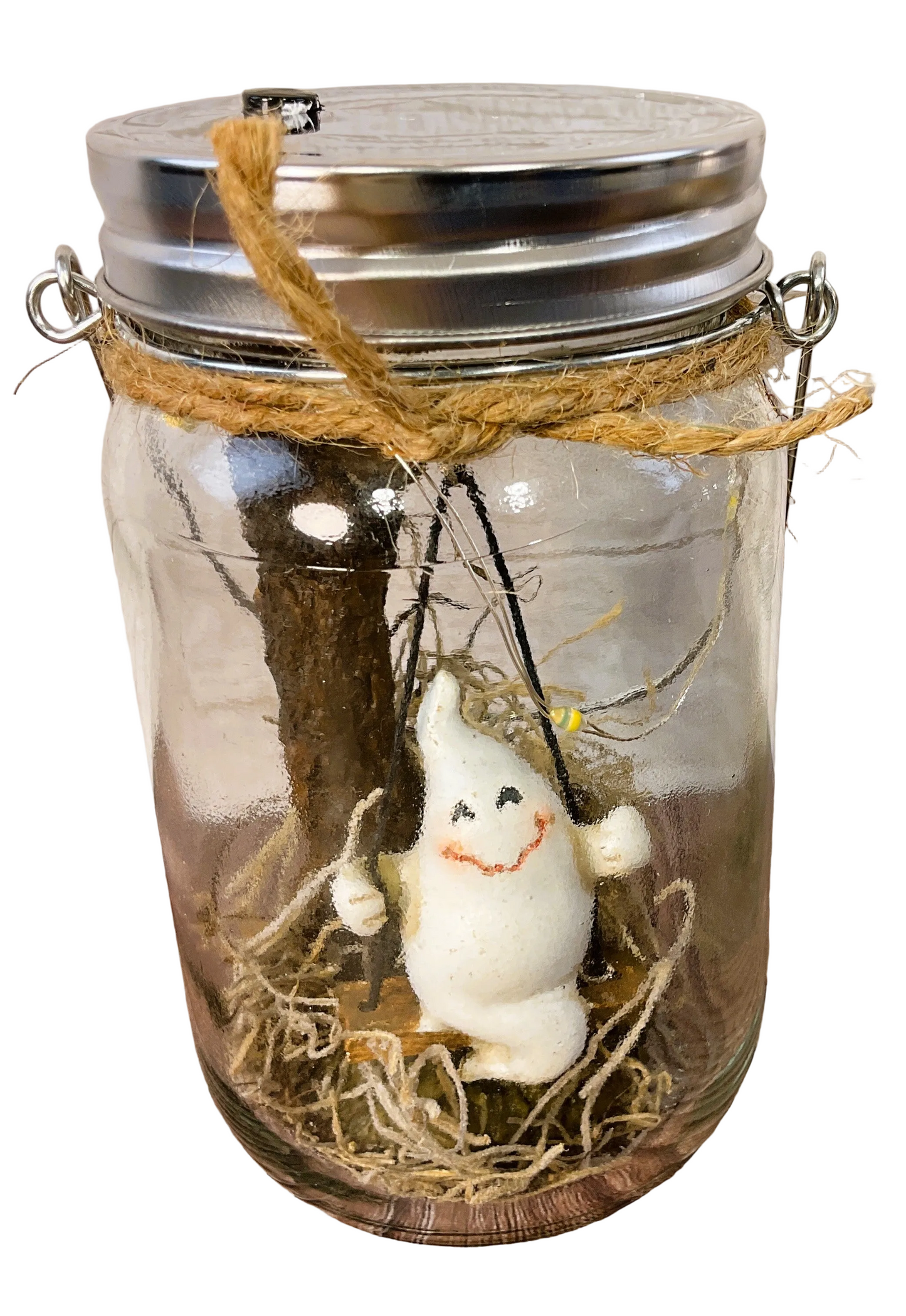 AGSD Halloween Decor - Vampire & Ghost Monster Lighted Mason Jar 2pc Set