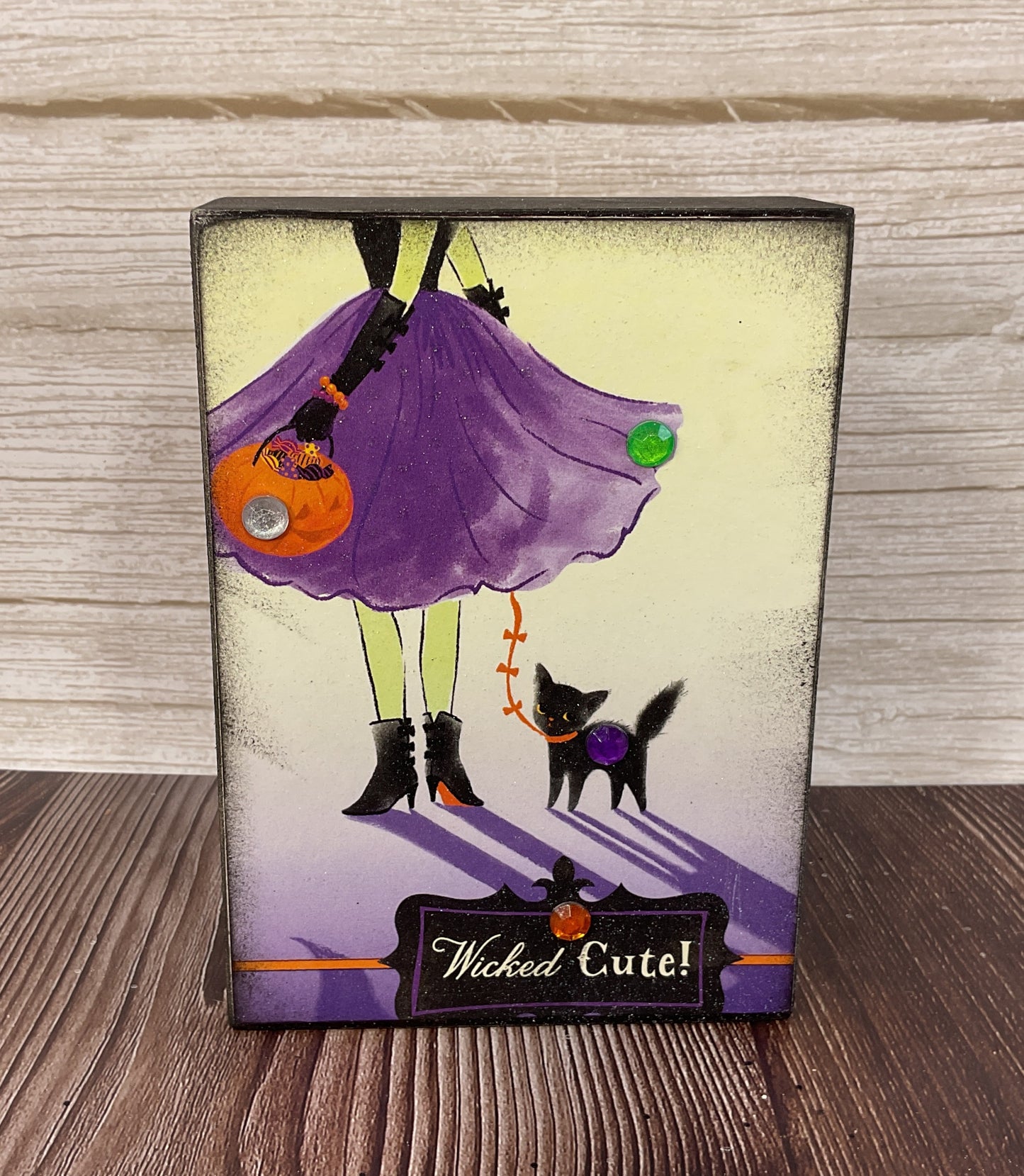 AGSD Halloween Decor - Retro Wicked Adorable Cat Theme Box Sign