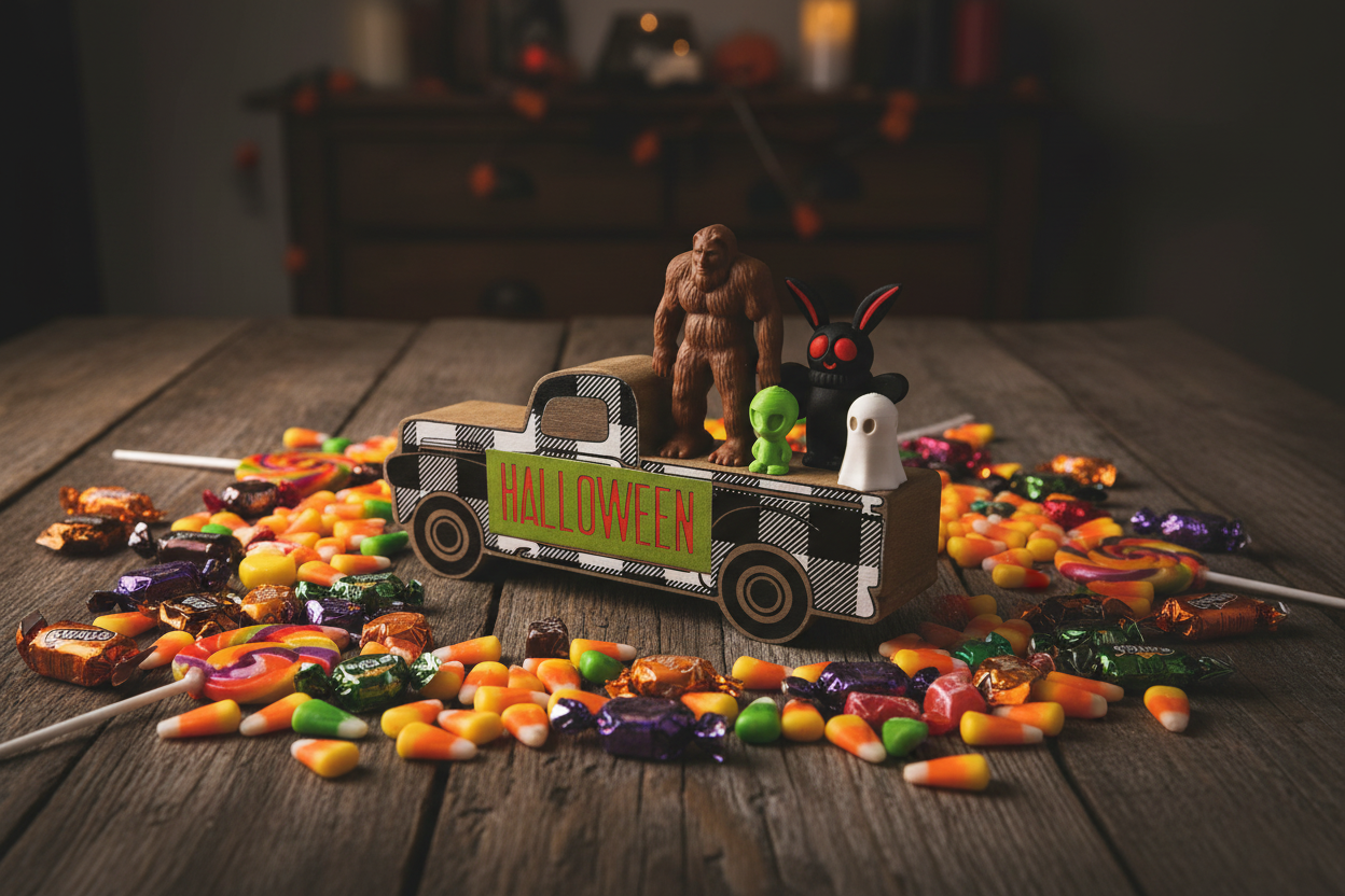 AGSD Halloween Decor - Alien Bigfoot Mothman Ghost Cryptids Truck Sitter