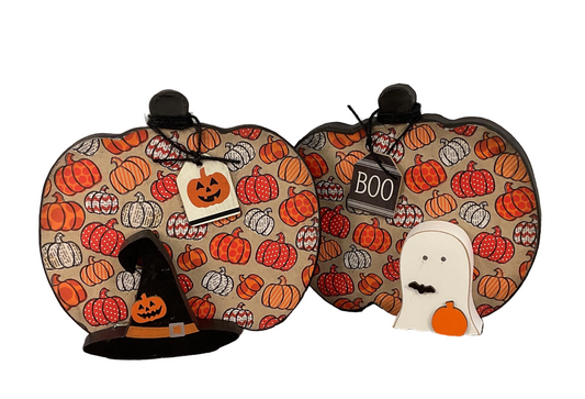 AGSD Halloween Decor - Farmhouse Paper Mache Pumpkins 2pc Set