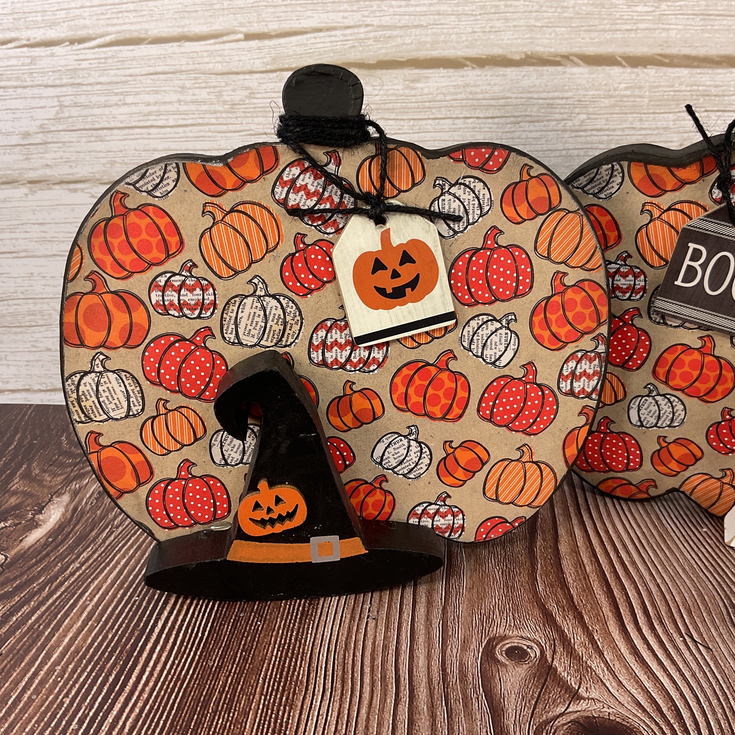 AGSD Halloween Decor - Farmhouse Paper Mache Pumpkins 2pc Set