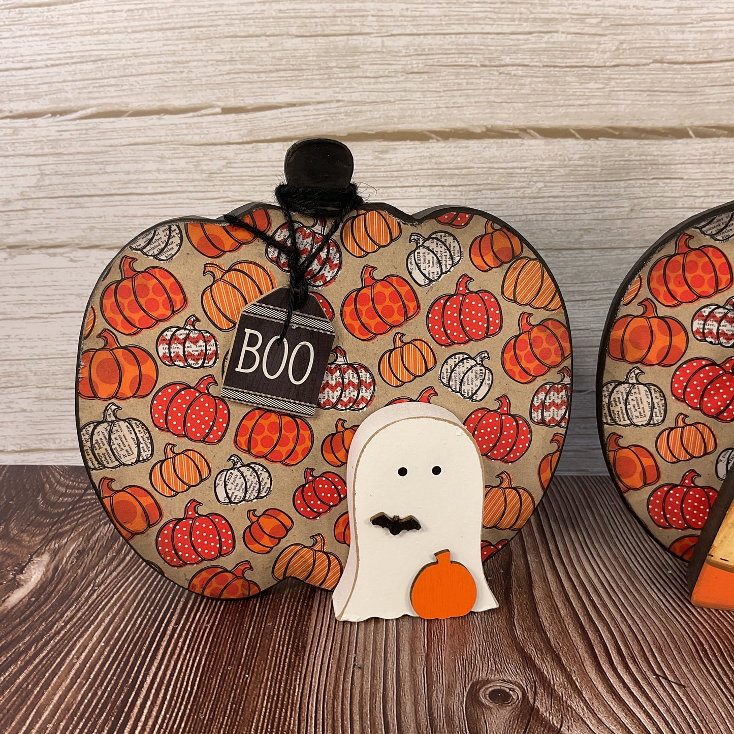 AGSD Halloween Decor - Rustic Farmhouse Paper Mache Pumpkins 2pc Set