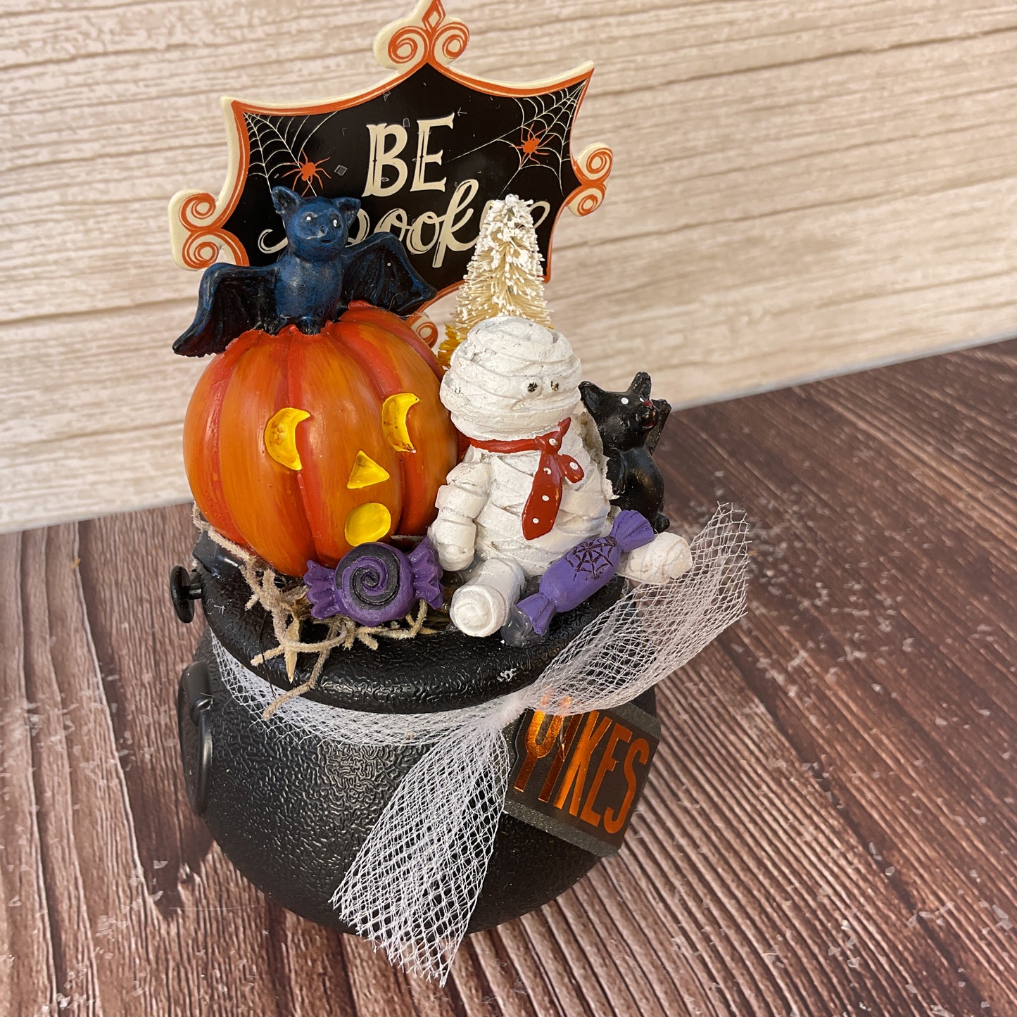 AGSD Halloween Decor - Resin Mummy Pumpkin Figurines Mini Plastic Cauldron