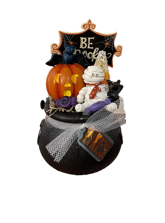 AGSD Halloween Decor - Resin Mummy Pumpkin Figurines Mini Plastic Cauldron