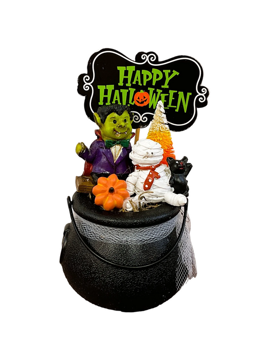 AGSD Halloween Decor - Resin Mummy Vampire Figurines Mini Plastic Cauldron
