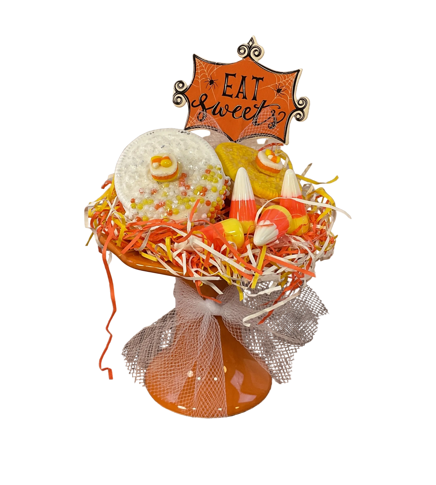 AGSD Halloween Decor - Faux Treats Candy Corn Cookies Mini Ceramic Stand