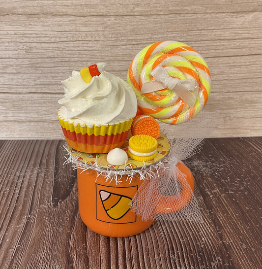 AGSD Halloween Decor - Faux Treats Cupcake Mini Ceramic Mug Display
