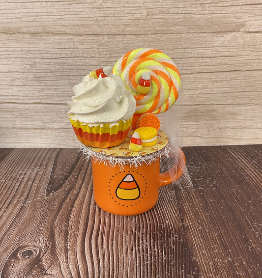 AGSD Halloween Decor - Faux Treats Cupcake Cookies Mini Ceramic Mug Display