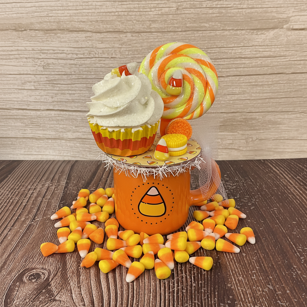 AGSD Halloween Decor - Faux Treats Cupcake Cookies Mini Ceramic Mug Display