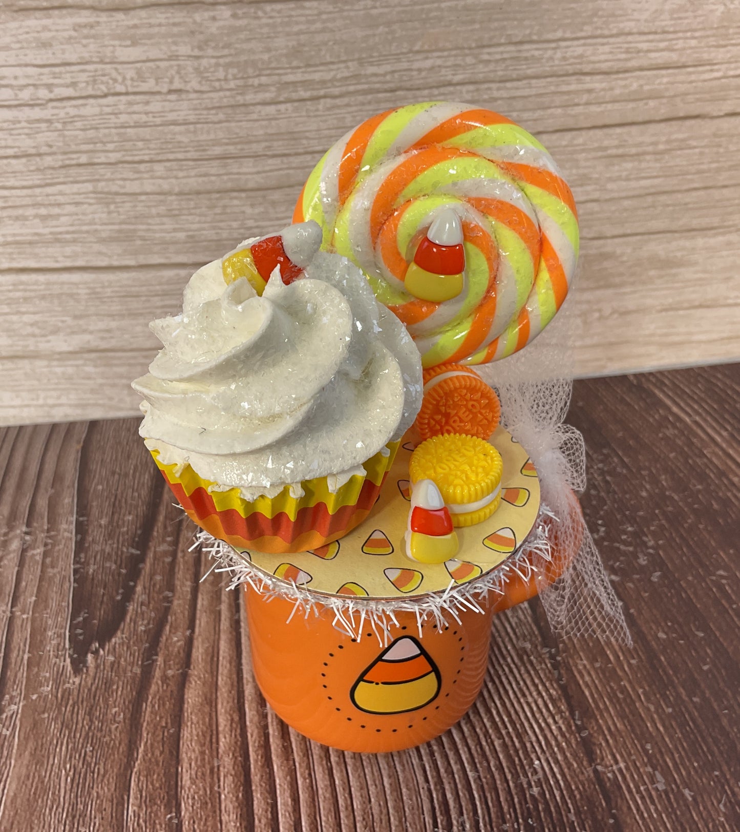AGSD Halloween Decor - Faux Treats Cupcake Cookies Mini Ceramic Mug Display