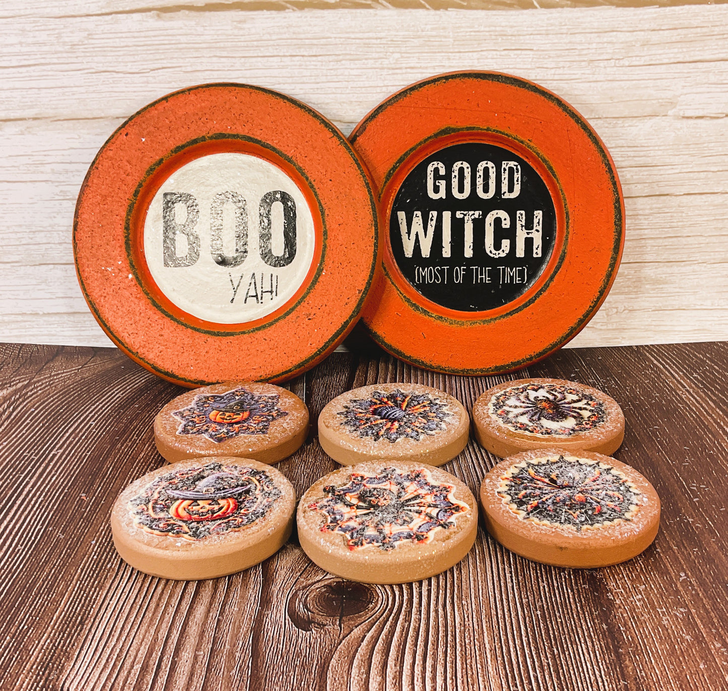 AGSD Halloween Decor - Prim Farmhouse Faux Cookies on Plates