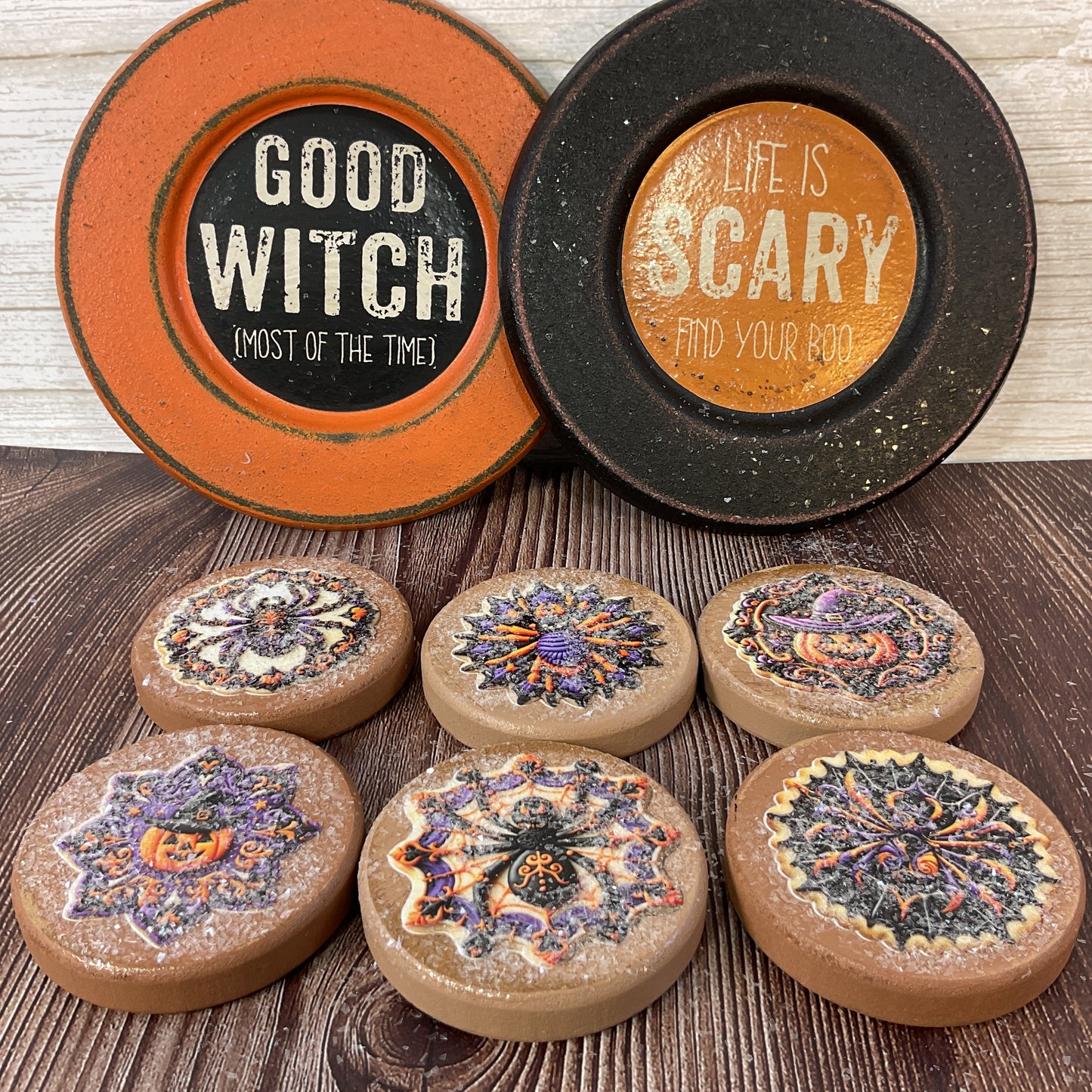 AGSD Halloween Decor - Prim Farmhouse Faux Cookies on Plates