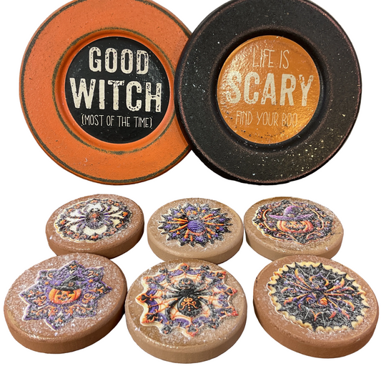 AGSD Halloween Decor - Prim Farmhouse Faux Cookies on Plates