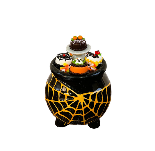 AGSD Halloween Decor - Faux Treats Cakes Mini Ceramic Cauldron