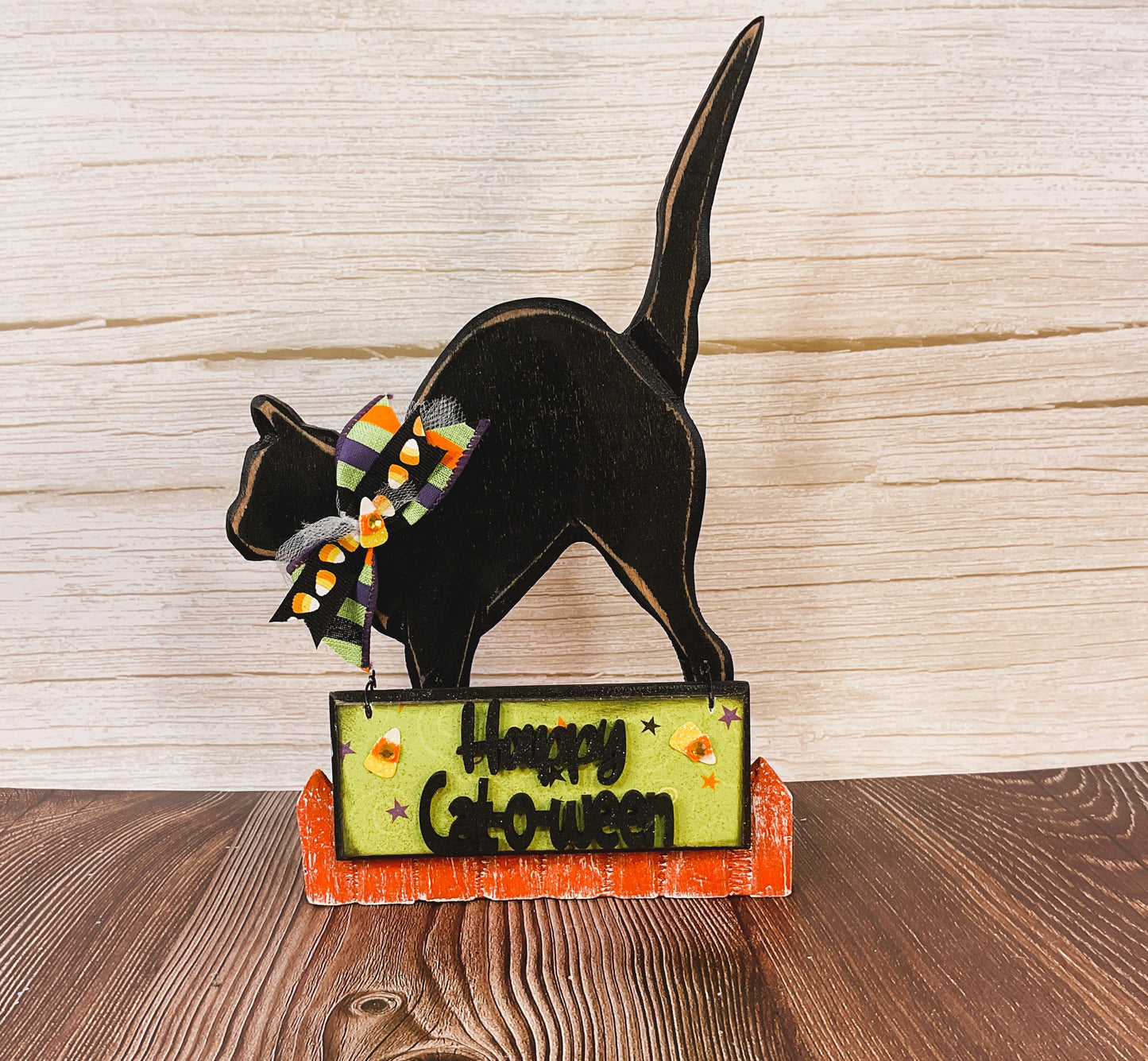 AGSD Halloween Decor - Wood Black Cat-O-Ween Wood Sitter